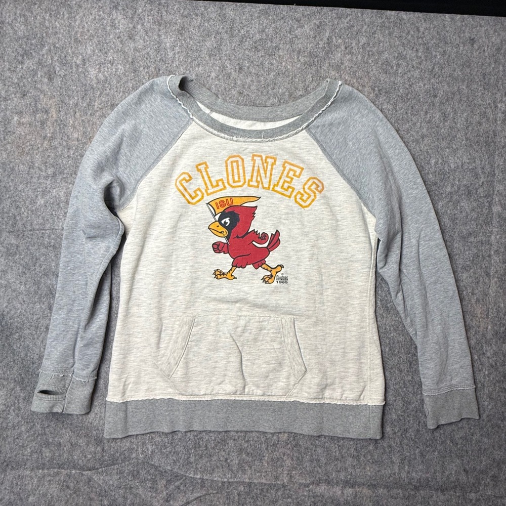 Pressbox Iowa State Cyclones Women XL Gray Raglan Sweatshirt Vintage Mascot Dist